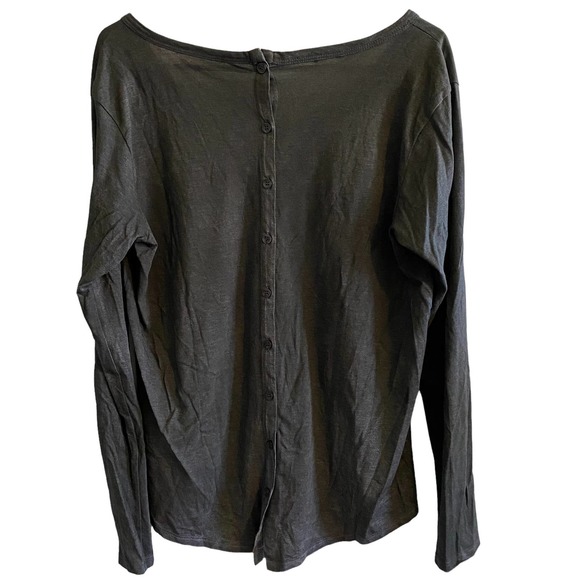 Uma Charcoal Gray Button Back Long Sleeve Shirt Size Medium - Picture 2 of 3